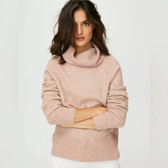 Aritzia Babaton Plutarch Pink Turtleneck Knit Alpaca Wool Sweater - Sz XS - Picture 1 of 15